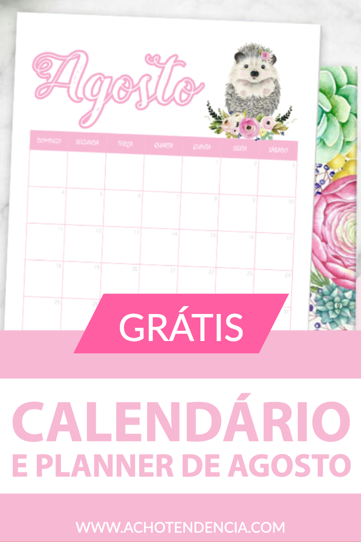 calendario, planner, agosto, gratis, baixar, download